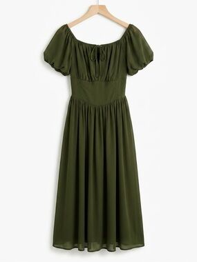 Scarlett Darkness NWT Olive Green Milkmaid Peasant Folklore Midi Dress Medium